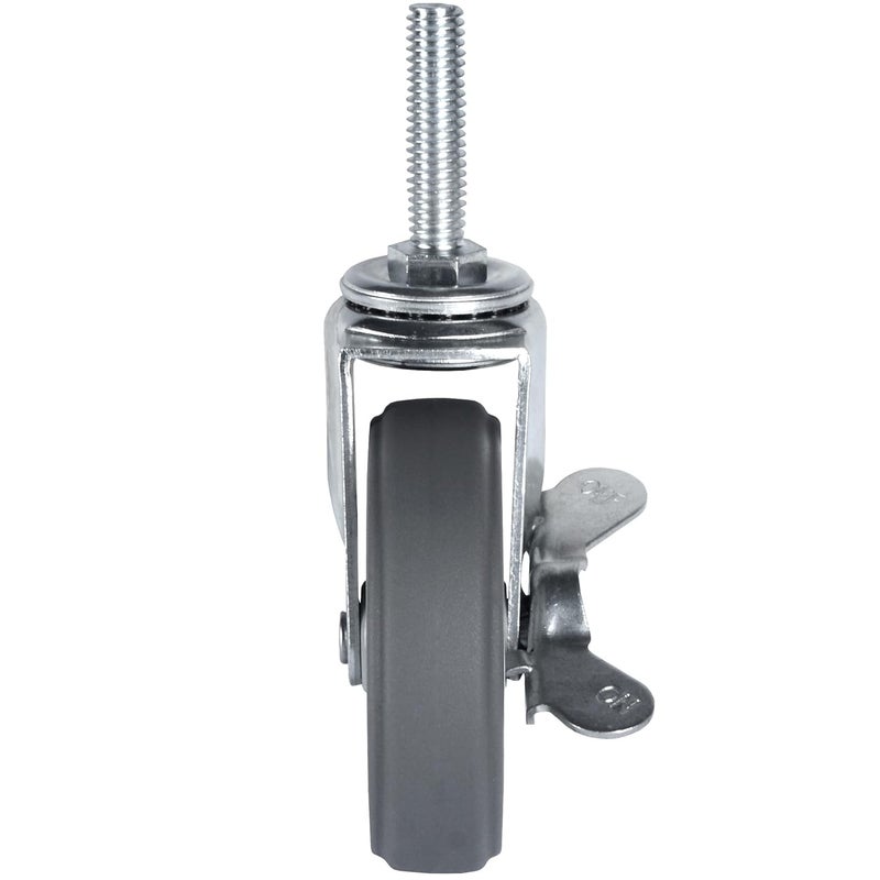 Finnhomy Caster Wheels 3 Inch Set of 4 Heavy Duty Threaded Stem Casters 3/8"-16x1-1/2 Swivel Rubber Industrial Castors Locking Wheels for Wire Shelving/Furniture/Carts Load Bearing 720 Lbs Gray - Image 4
